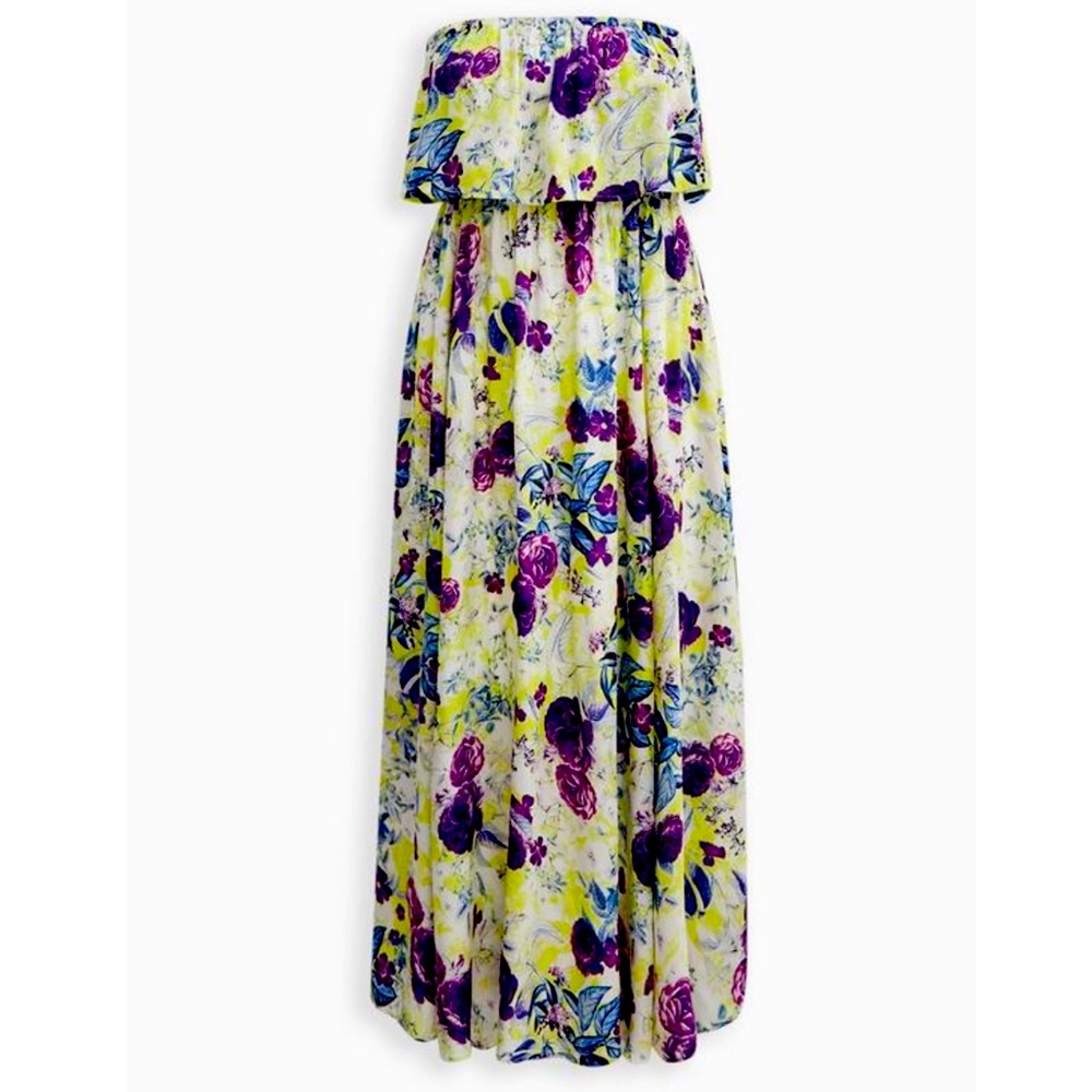 NWT Torrid Floral Maxi Challis Strapless Dress
